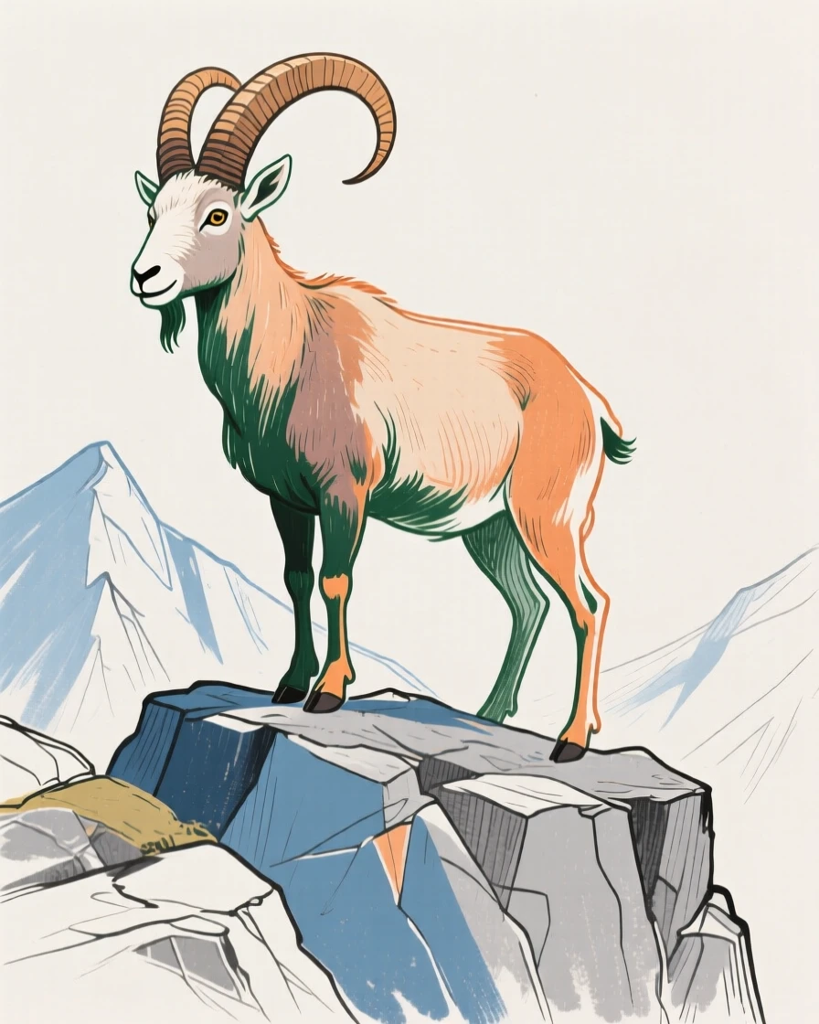 A mountain goat on a rocky cliff.